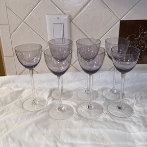Vintage Bohemia Czech Republic amethyst wine glasses.  Set of 7